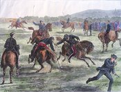 Officers Playing Polo (Hockey on Horseback) on Woolwich Common -